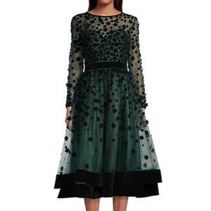 Mac Duggal Floral-Embellished Fit & Flare Midi Dress